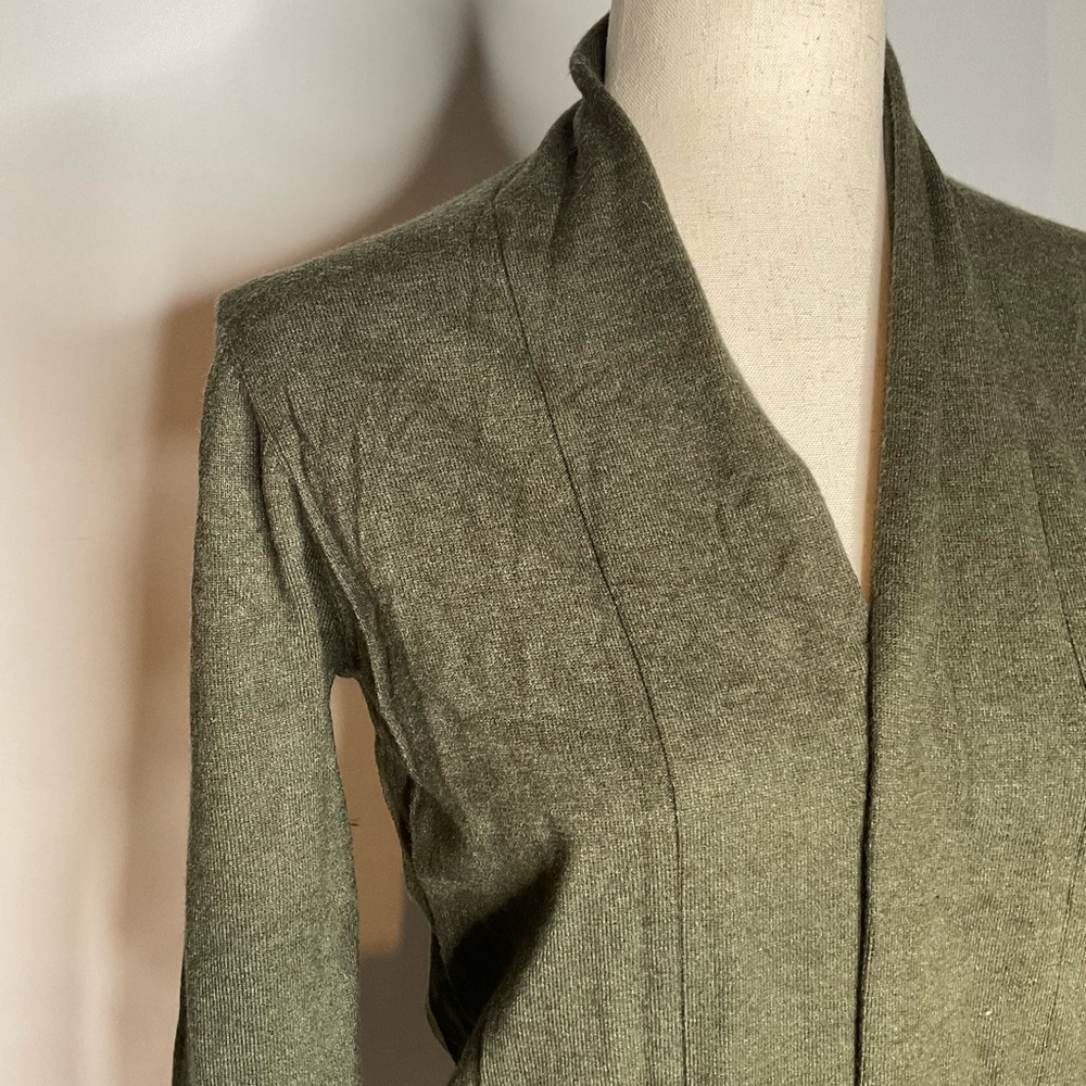 NEW Pink Clover Olive Green Shawl Collar Open Front Cardigan Sweater Size XSmall - Picture 1 of 8